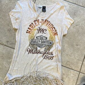 Harley-Davidson Beige Fringe T-Shirt